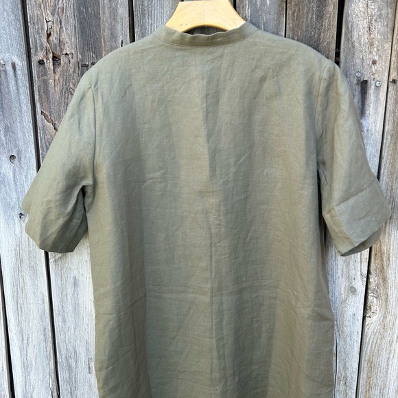 Marvin Browne Linen Short Sleeve Tunic Dress Olive Green M - Picture 9 of 13